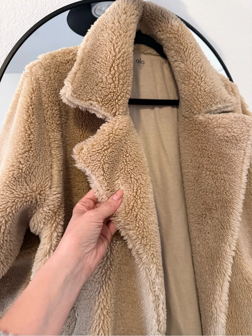 ALO Yoga Foxy Sherpa Long Teddy Coat in Camel